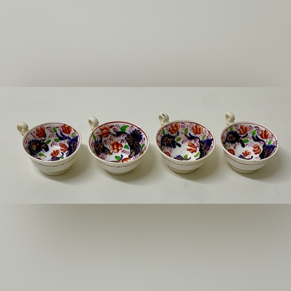 19th Century Antique Gaudy Welsh Grape Pattern (lot of 4) Miniature Cups - Picture 15 of 16